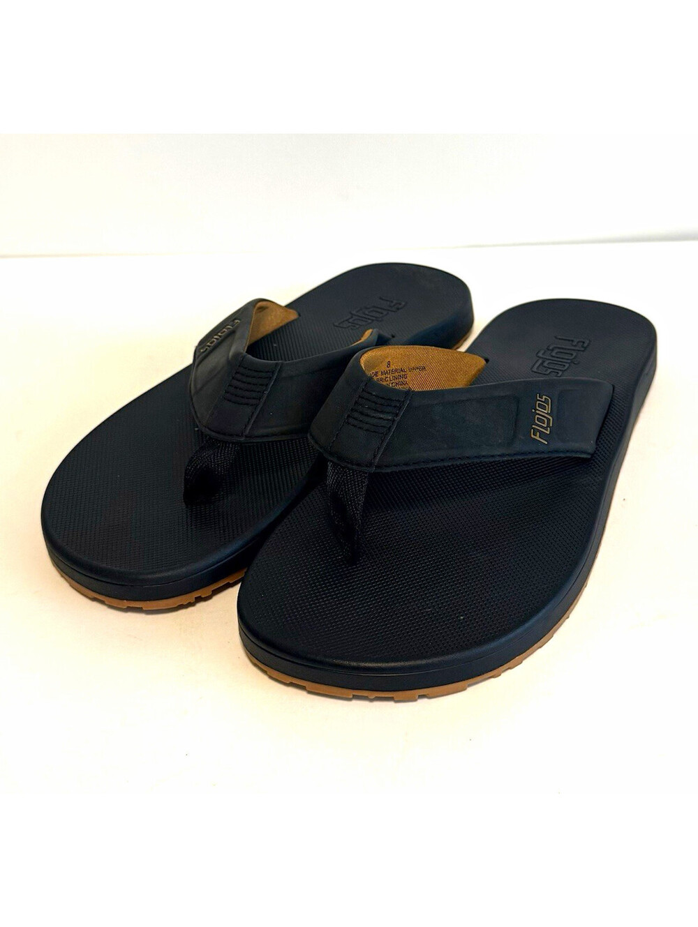 Flojos Men’s Size 8 Black Brown Comfort Flip Flop Thong Sandals New